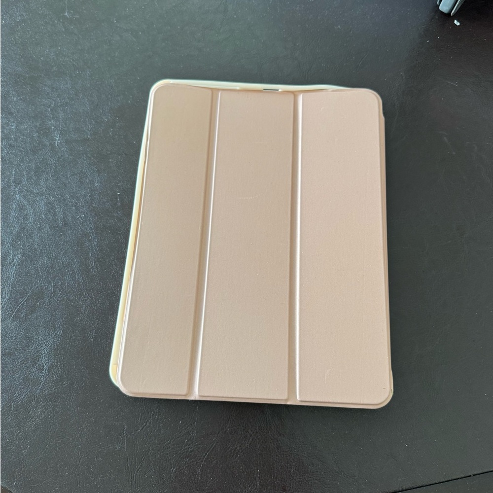 Light Pink Tri-Fold Tablet Cover with Leather-Like Texture